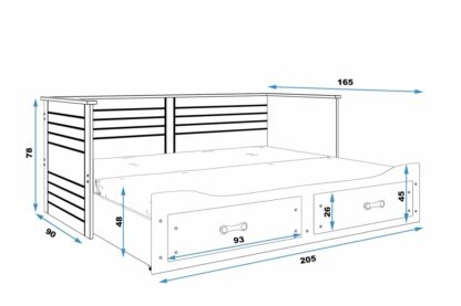 Sovesofa Delucci Med Madras og Ekstra Seng Og Opbevaringskasse 80x200cm møbelplade,træ hvid møbelplade,træ - Image 3