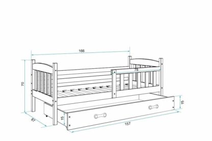 Barnsäng Mias Med Madrass Och Förvaring 160x80cm vit spånskiva,trä - Bild 3