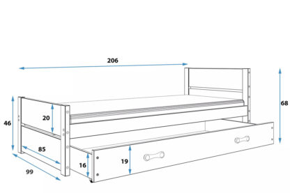 Barnsäng Amalia Med Madrass Och Förvaring 90x200cm vit spånskiva,trä - Bild 2